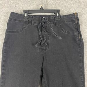 Womens jeans y2k black punk rock high rise e-girl Gothic biker Flared  lace sexy